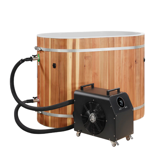 DCT Oval Barrel Tub Cold Plunge (50-P) Pacific Cedar - 3/4 IN-OUT without Motor