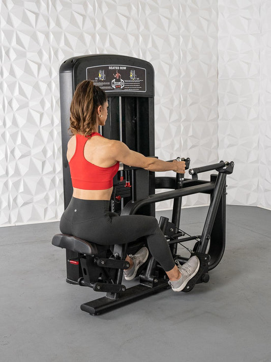 Elite Selectorized Seated Row - Muscle D Fitness - Commercial Adjustable Seated Pin Selectorized Rear Delt Workout
