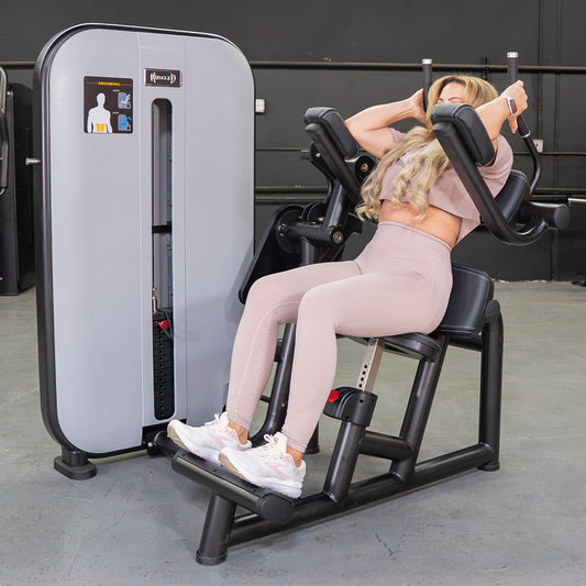 Vogue Selectorized Ab Crunch by Muscle D Fitness | Commercial Grade