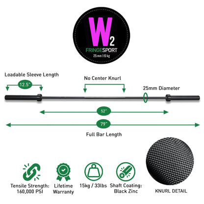 Fringe Sport Wonder Woman Olympic Barbell (Bushing) 15 KG
