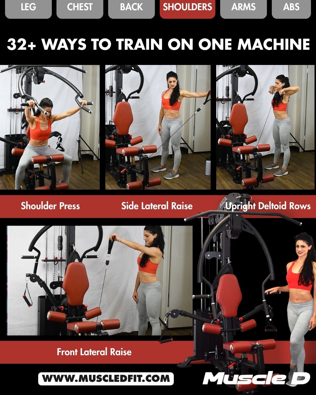 Muscle D Fitness Compact Single-Stack Multi-Gym | Full Body, Space-Saving