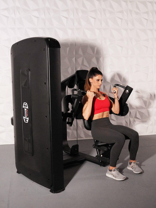 Elite Selectorized Biceps Curl - Muscle D Fitness - Commercial Grade - Adjustable Seat - Pin Selectorized