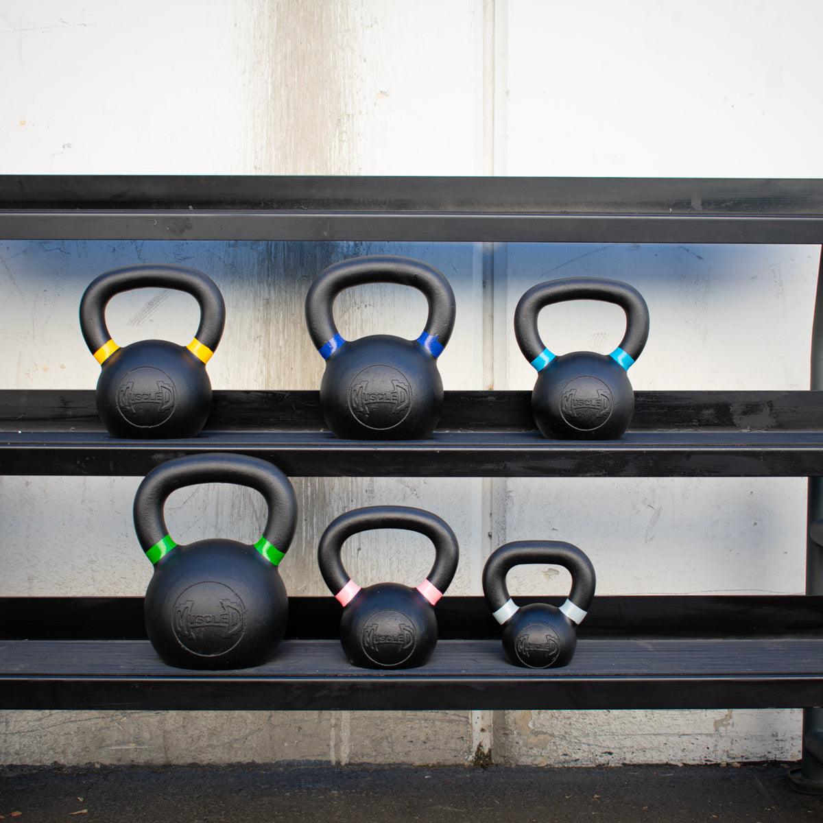 Muscle D Cast Kettlebells - Muscle D Fitness - Quality Handle Design - Heavy Duty Coating
