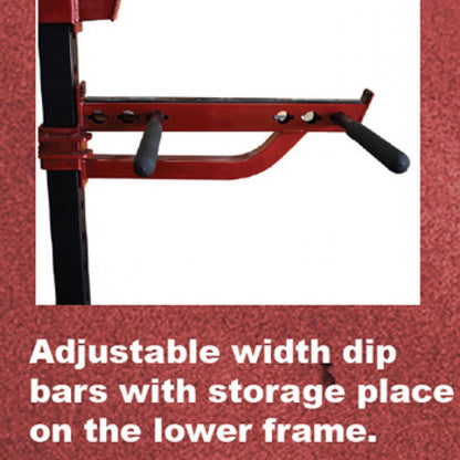 Compact Half Cage Complete Weight Kit - Muscle D Fitness - Storage Squat Rack Adjustable - Dip Handles