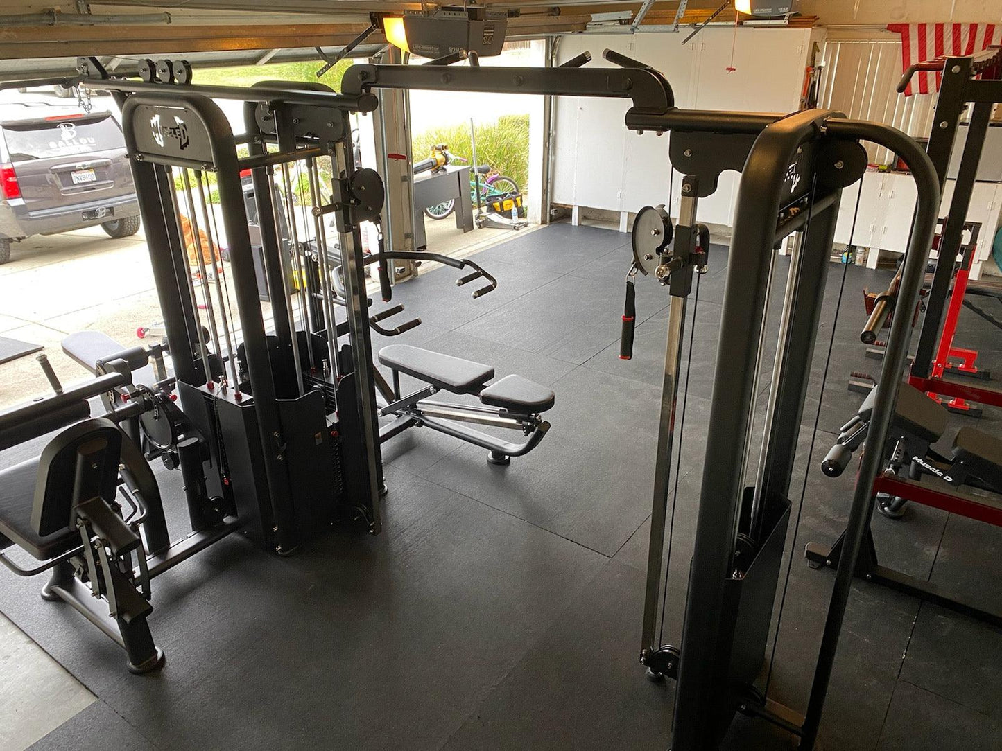 5 Stack Megatron Compact Multi-Gym - Muscle D Fitness - Lat Pull, Low Row, Bench Press, Lat Pull, Leg Ext / Curl
