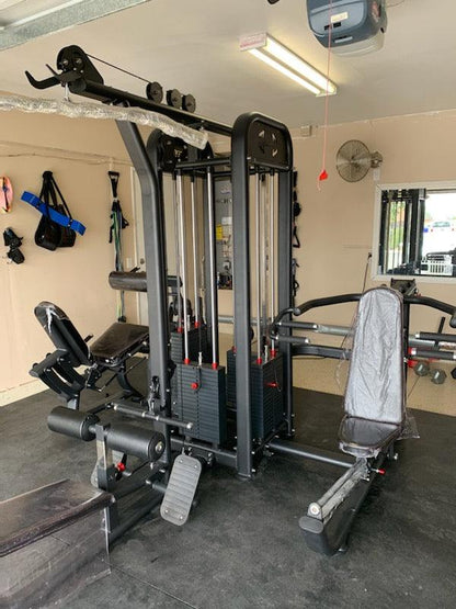 4 Stack Megatron Compact Multi-Gym  - Muscle D Fitness - Space Saving - Leg Extension & Curl, Lat Pull, Low Row, Multi-Press