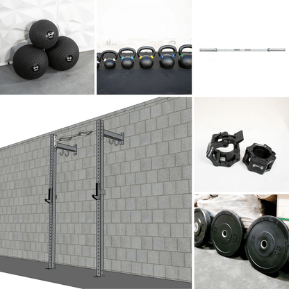 TGrip Commercial 4' Low Profile Wall Mount Rig Fitness Kits - 3x3 Steel - Functional Multi-Grip Pull-Up - Sandwich Style J-Hooks