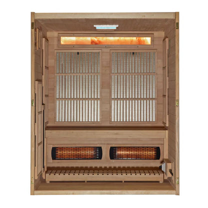 2026 Golden Designs "Soria" 3 Person Hybrid Sauna (Indoor) Full Spectrum and Harvia Traditional Stove (GDI-8330-01)