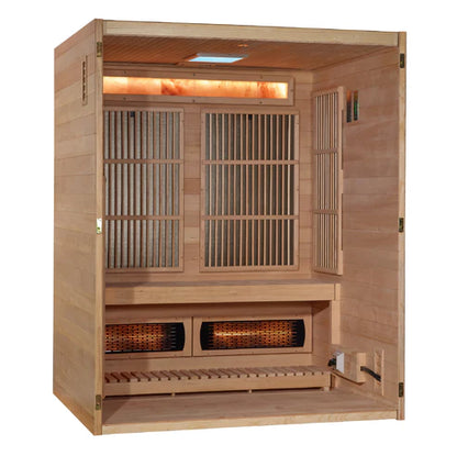 2026 Golden Designs "Soria" 3 Person Hybrid Sauna (Indoor) Full Spectrum and Harvia Traditional Stove (GDI-8330-01)