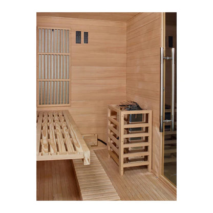 2026 Golden Designs "Soria" 3 Person Hybrid Sauna (Indoor) Full Spectrum and Harvia Traditional Stove (GDI-8330-01)