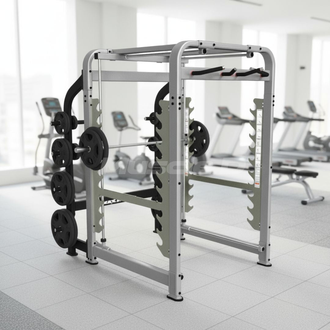 MAX Rack - NEW - Muscle D Fitness - Plate Load Multi-Dimensional Smith Machine - Weight Storage Pegs Included - Functional Chin Bar