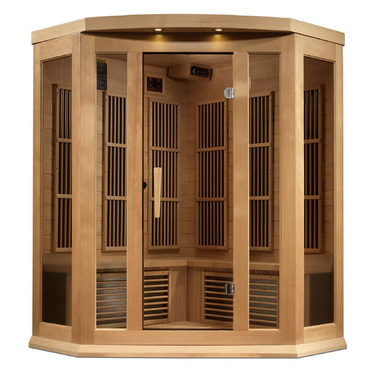 Maxxus 3 Person Corner Near Zero EMF FAR IR Sauna (MX-K356-01-ZF HEM)