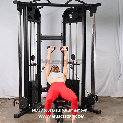 Muscle D Fitness 88" Dual Adjustable Pulley – Compact Cable Machine