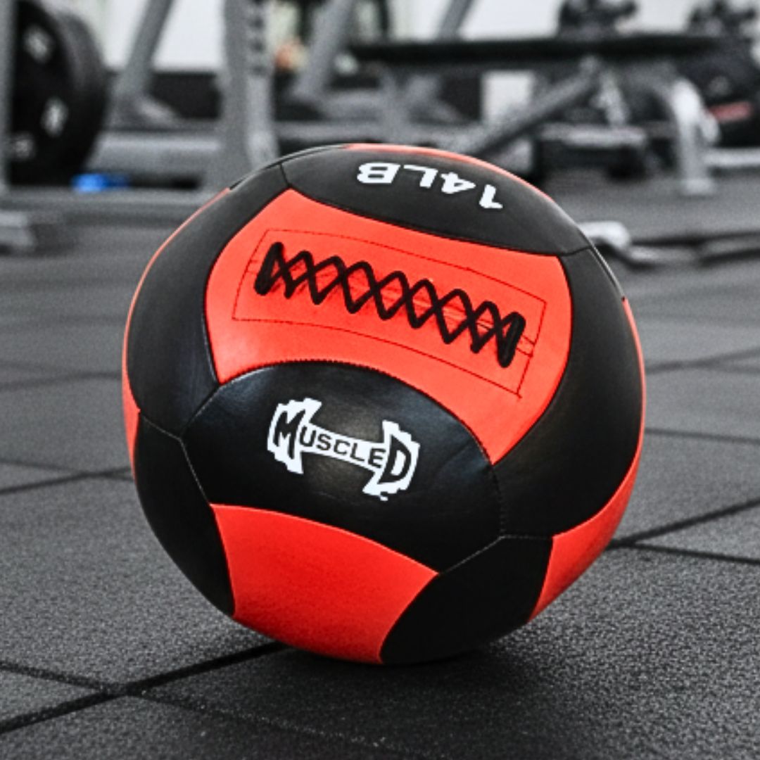 Medicine Ball / Wall Ball - Muscle D Fitness - Heavy Duty Stitching - Multi-Panel Design - 14" Diameter