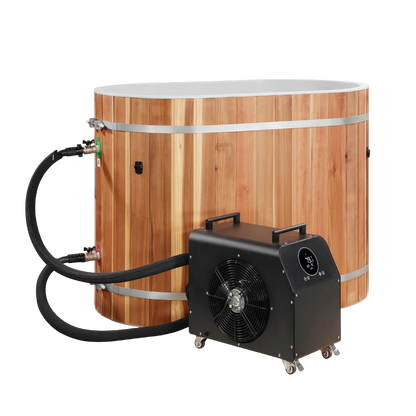 DCT Oval Barrel Tub Cold Plunge (50-P) Pacific Cedar - 3/4 IN-OUT without Motor