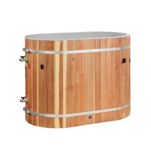 DCT Oval Barrel Tub Cold Plunge (50-P) Pacific Cedar - 3/4 IN-OUT without Motor