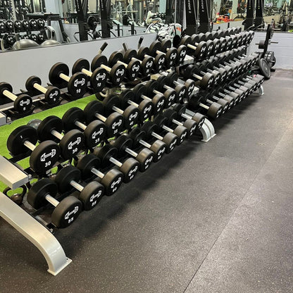 Pro Urethane Dumbbells - Muscle D Fitness - Quality Knurled Handles - Solid Design