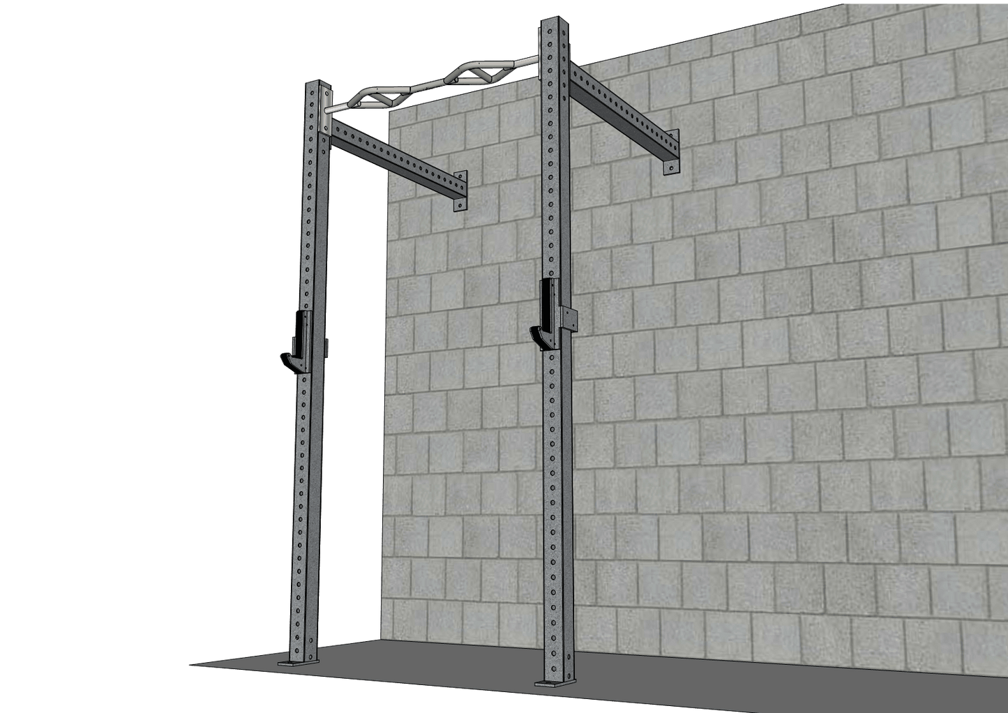 TGrip Commercial 4' Wall Mount Rig Weight Set - 3x3 Steel - Functional Multi-Grip Pull-Up - Sandwich Style J-Hooks