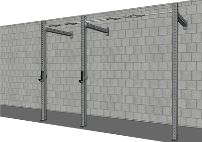 TGrip Commercial 10' Wall Mount Rig - 3x3 Steel - Functional Multi-Grip Pull-Up - Sandwich Style J-Hooks