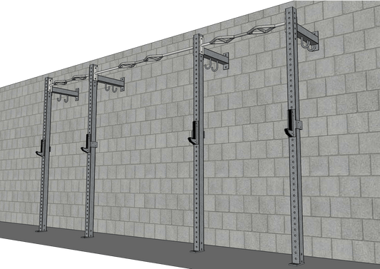 TGrip Commercial 14' Low Profile Wall Mount Rig Complete Weight Set - 3x3 Steel - Functional Multi-Grip Pull-Up - Sandwich Style J-Hooks