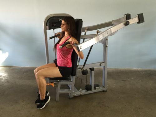 Classic Shoulder Press - Muscle D Fitness - Adjustable Seat - Pin Selectorized Weight Stack