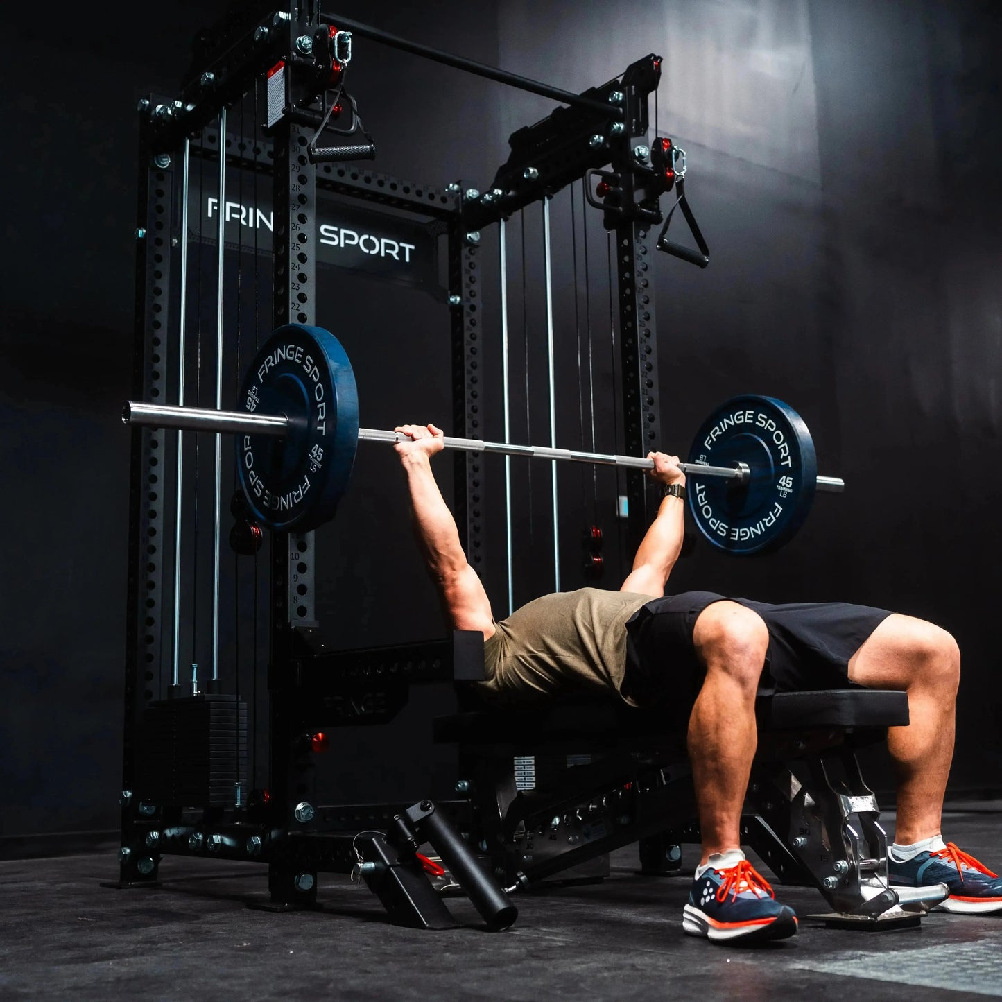 Fringe Sport Osprey "The Dane" 3x3 Half Rack with Dual Side-Mount 1:1 Functional Trainers - Black V2