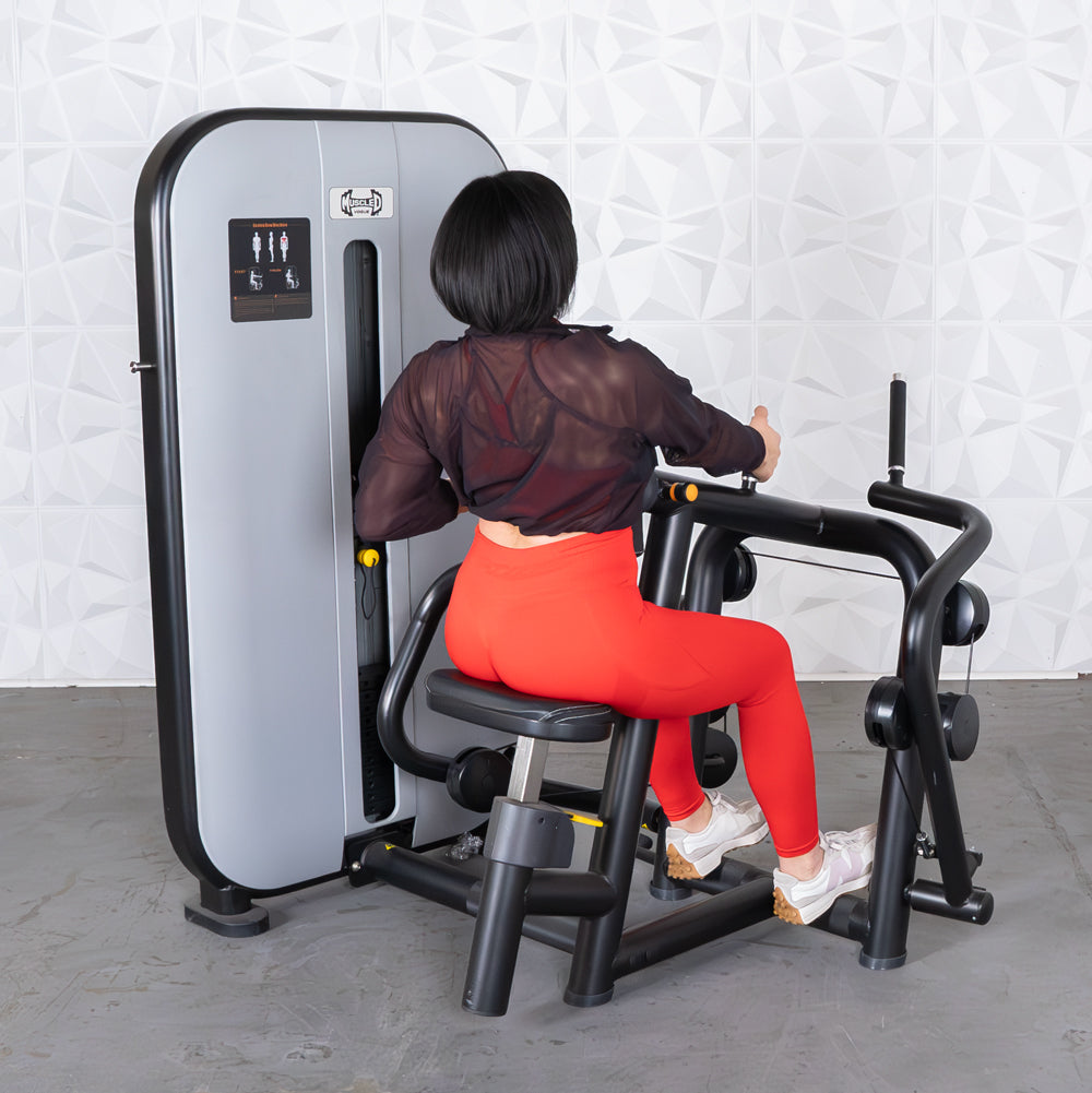 Vogue Seated Row - Muscle D Fitness -  Adjustable Seat - Pin Selectorized - Lat Workout