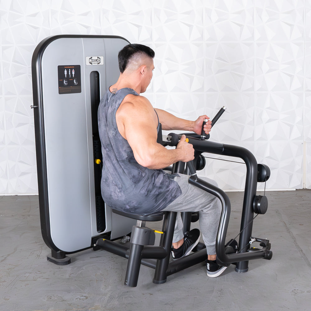 Vogue Seated Row - Muscle D Fitness -  Adjustable Seat - Pin Selectorized - Lat Workout