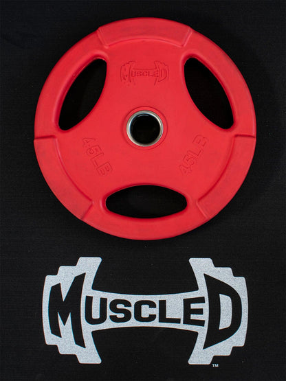RUBBER COATED COLORED OLYMPIC PLATES: Rubber Plates, per Pair - Muscle D Fitness - Weights Pairs